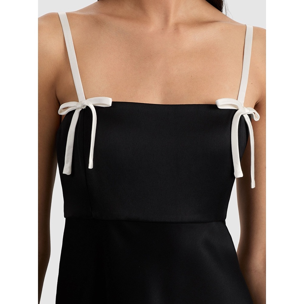 Alice + Olivia Morgan Babydoll Black White Bow Mini Dress - Picture 6 of 10